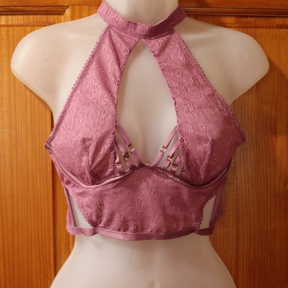 Victoria’s Secret Very Sexy Unlined Plunge Purple Strappy Bralette Medium - Picture 14 of 16